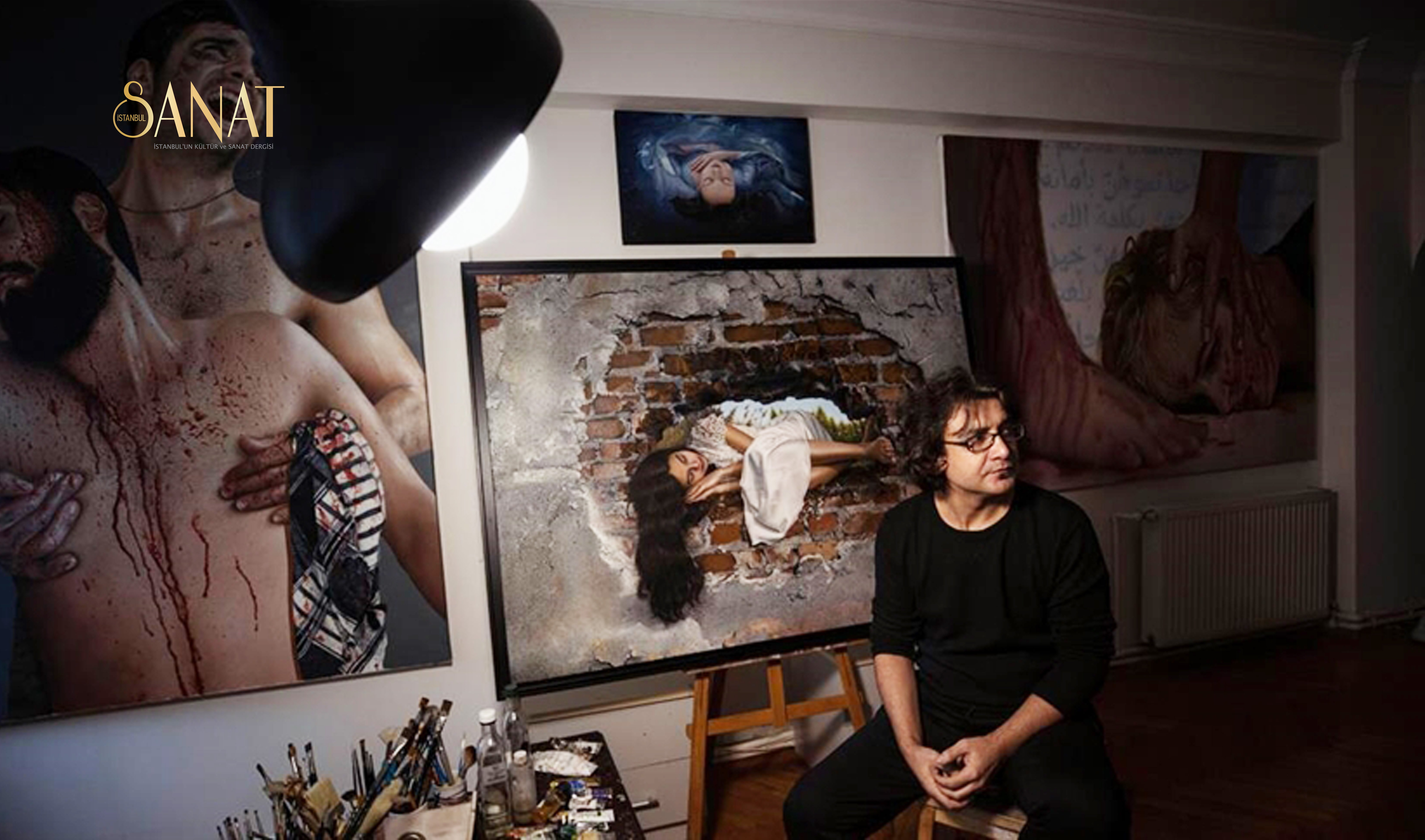 Ressam Mustafa Yüce, hiperrealizm üslubuyla yaptığı çalışmalarında kadına şiddet, ilahi